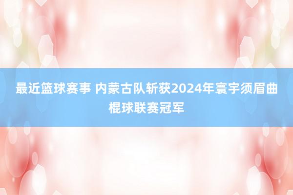 最近篮球赛事 内蒙古队斩获2024年寰宇须眉曲棍球联赛冠军