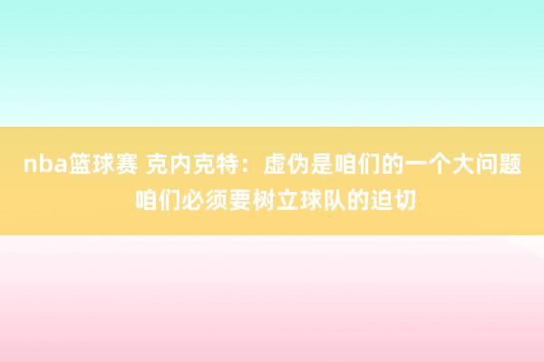 nba篮球赛 克内克特：虚伪是咱们的一个大问题 咱们必须要树立球队的迫切